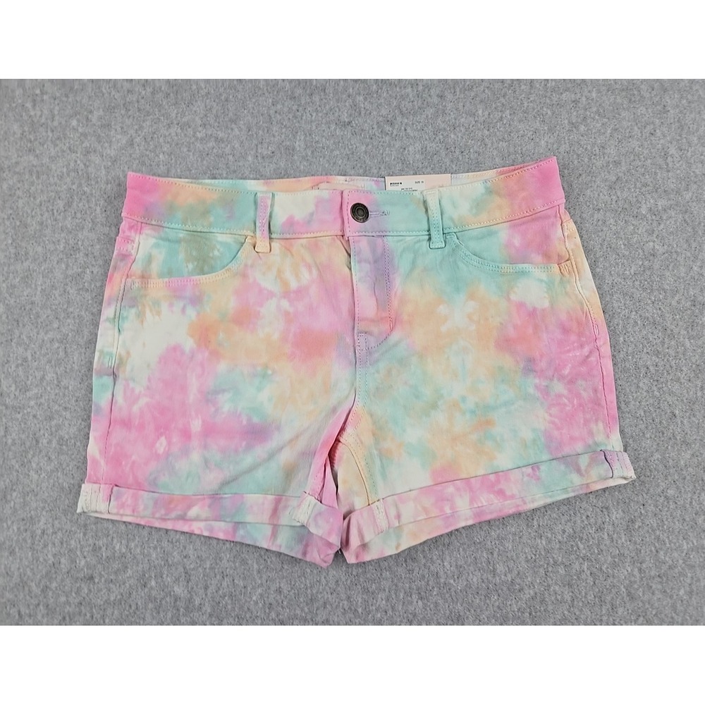 SO Jean Shorts Girls Size 16 Mid Rise Denim Shortie Tie Dye Jeans Short NWT